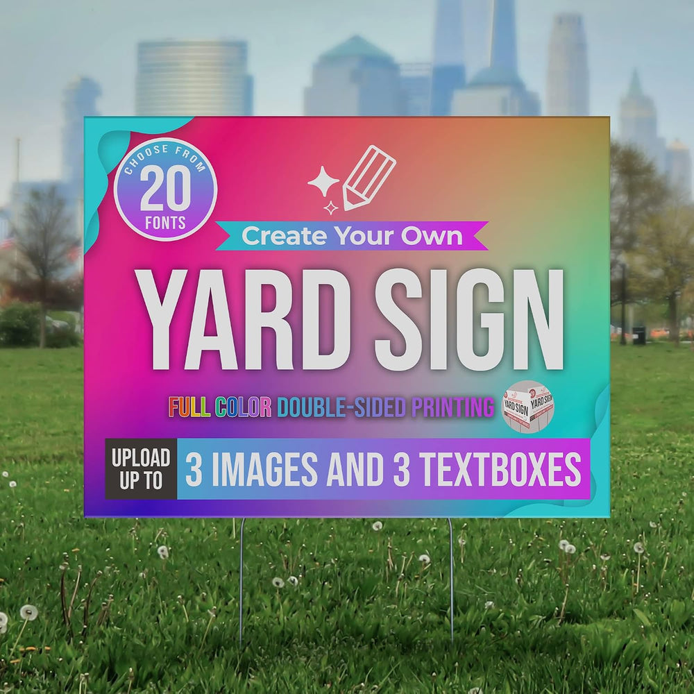 6 Pack 24x18" Double Sided Custom Yard Sign with Metal Stakes, Personali...