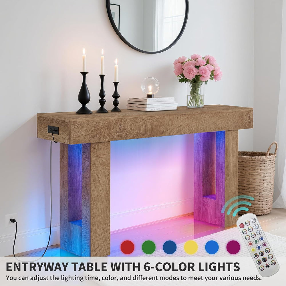 63" Farmhouse Console Table - Long Sofa Table Behind Couch, Wooden Entry...