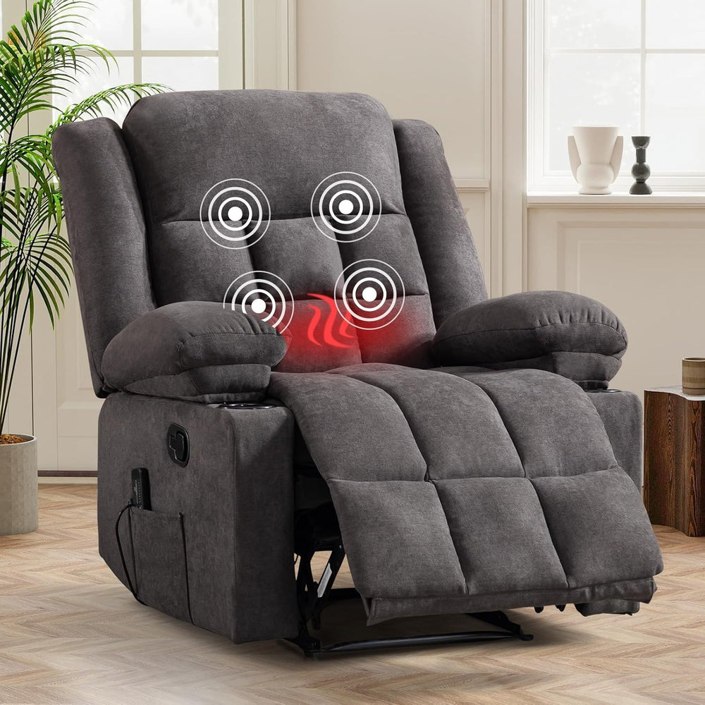 HAOMARKETS Classic Manual Recliners with Massage and Heat for Adults, Breatha...