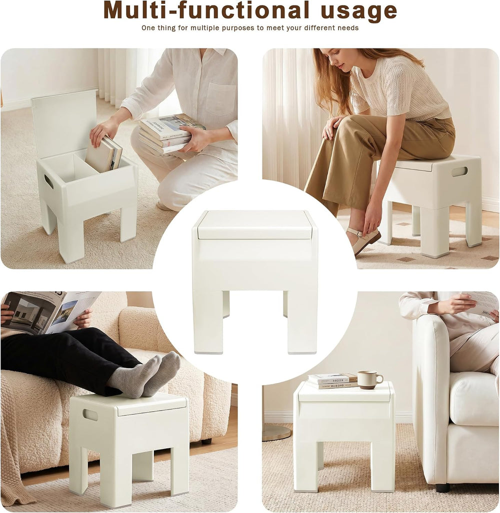 Modern Nightstand - Multifunctional Plastic Bedside Table with Storage Space,...