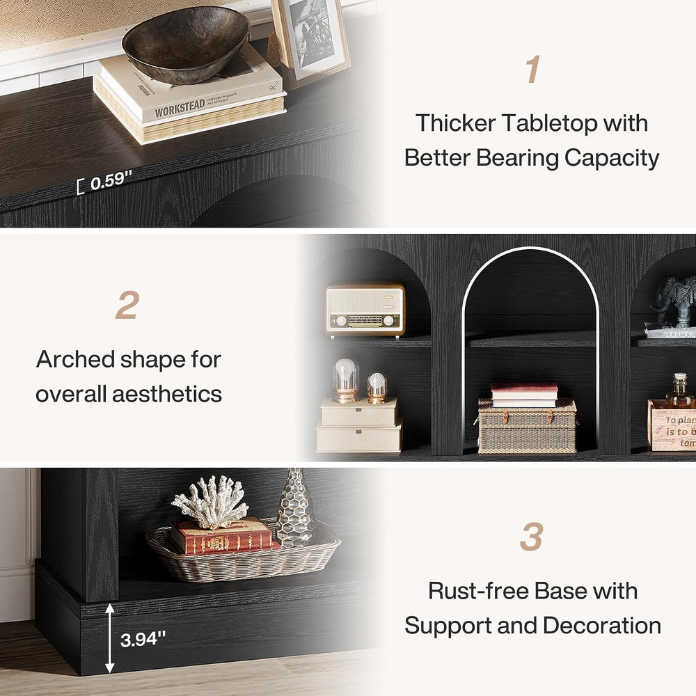 Tribesigns Black Console Table with Storage, 63" Long Arched Entryway Table