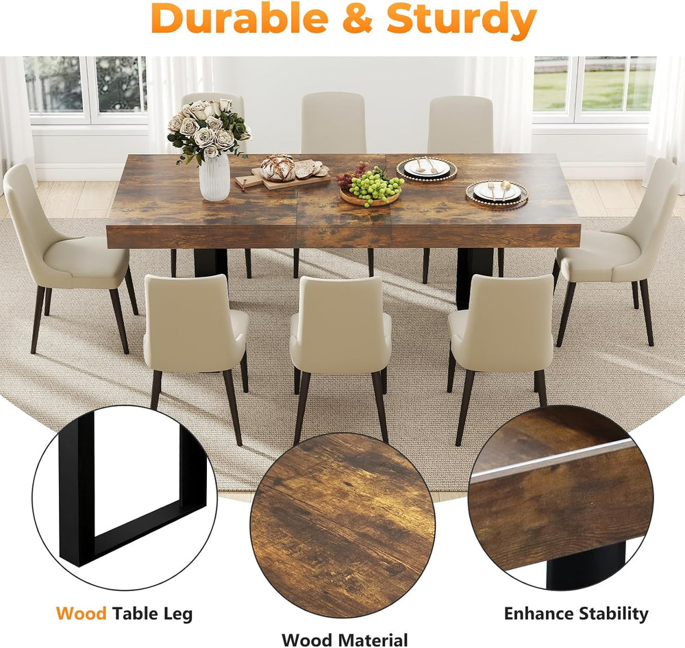 Zevemomo 63"-78.7" Rectangular Extendable Dining Table, 6-8 Extenda...