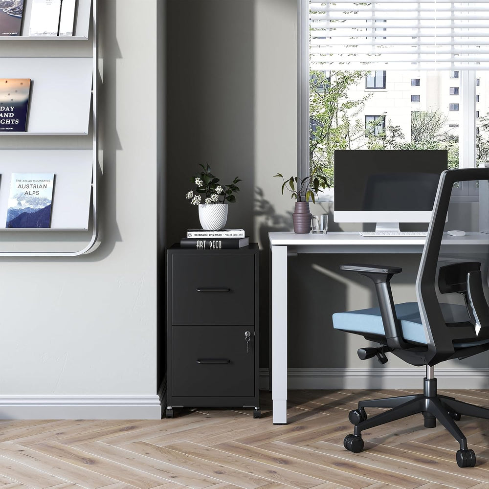 2-Drawer Mobile File Cabinet with Lock & Wheels,Under Desk File Cabinets ...