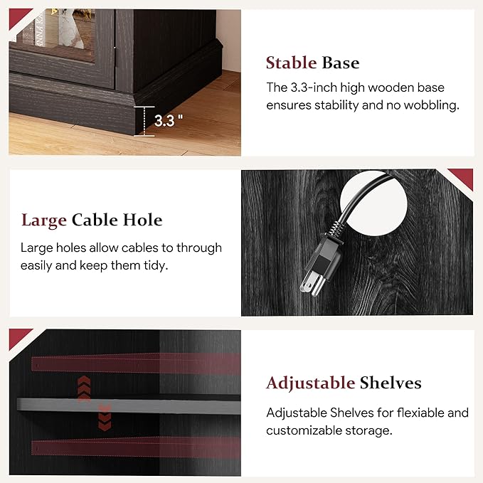 MXV 80'' Fireplace TV Stand, Farmhouse Entertainment Center with 3 Si...