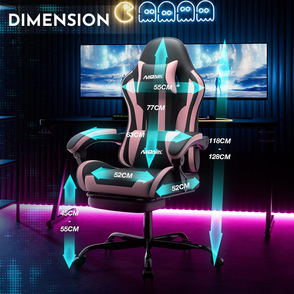 Gaming Chair, Ergonomic Computer Chair with Footrest and Lumbar Support, Heig...