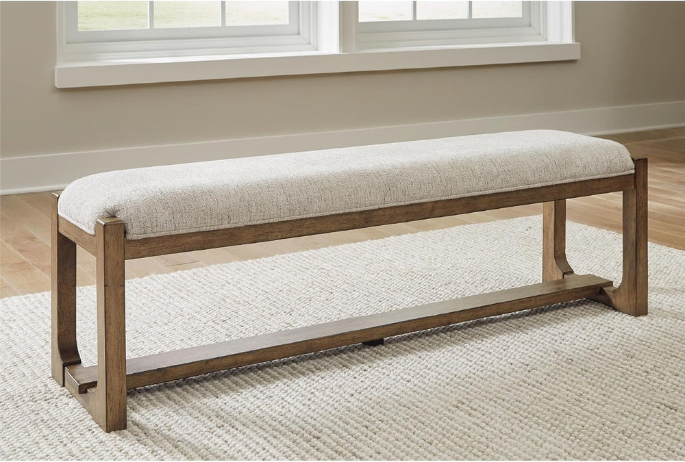Signature Design by Ashley Cabalynn Farmhouse Upholstered Dining Bench, Foam ...