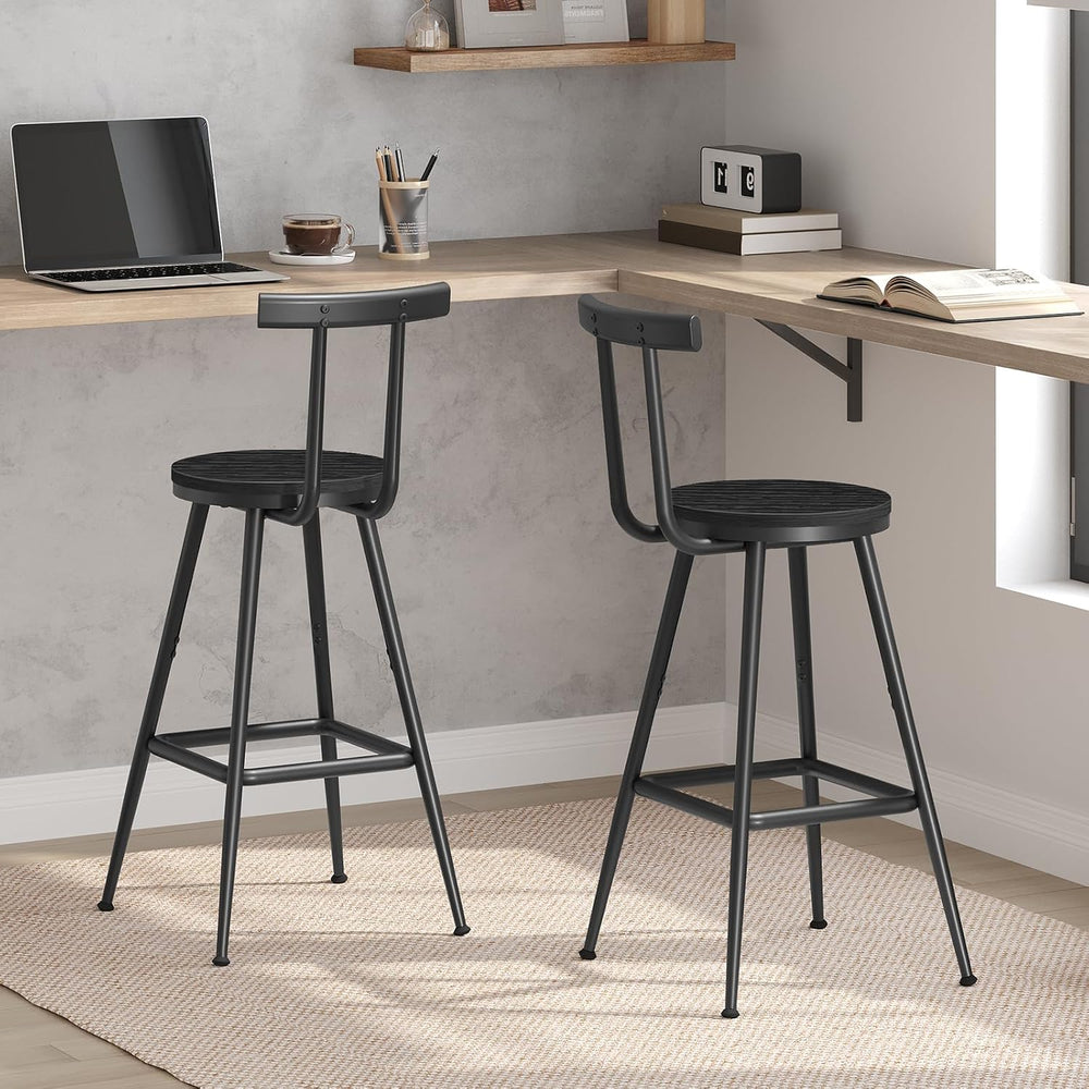 MAHANCRIS Bar Stools, Set of 2 Bar Chairs with Backrest and Footrest, 26"...