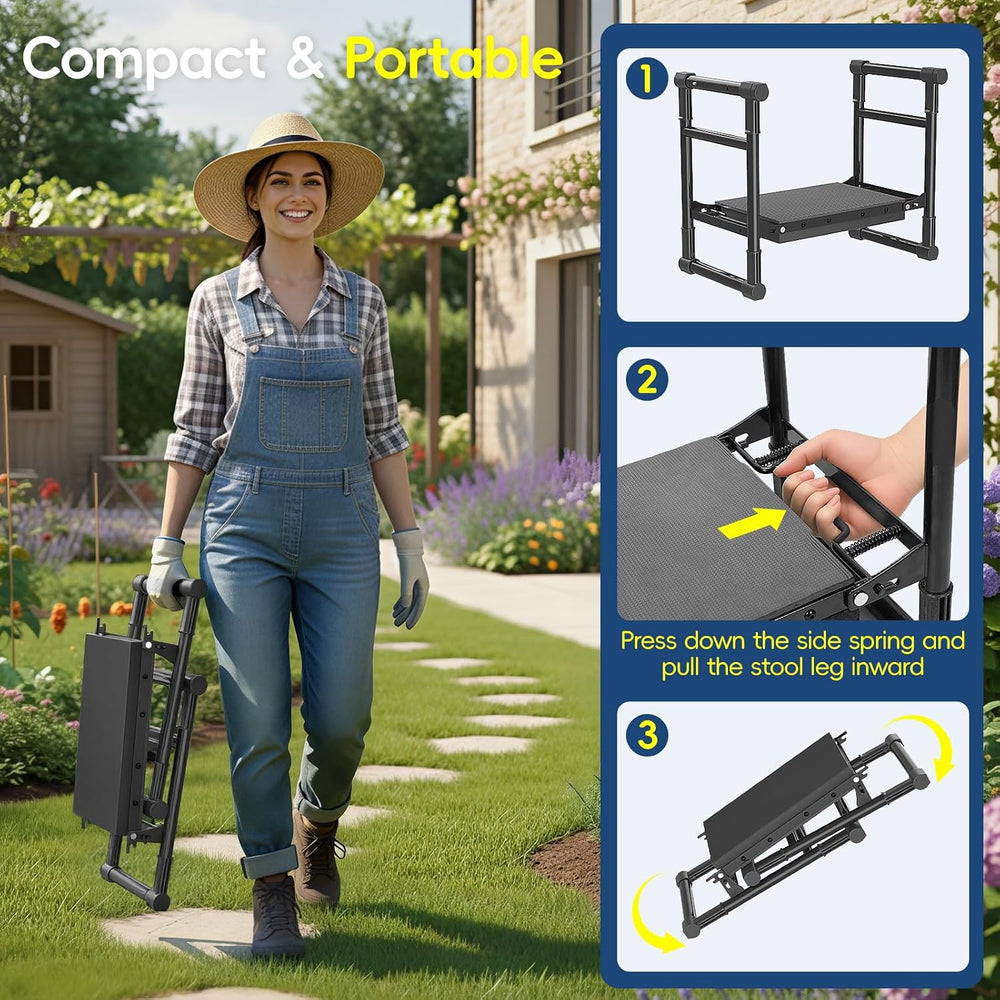 Housolution Garden Kneeler and Seat with Anti-Tipping Extendable Legs