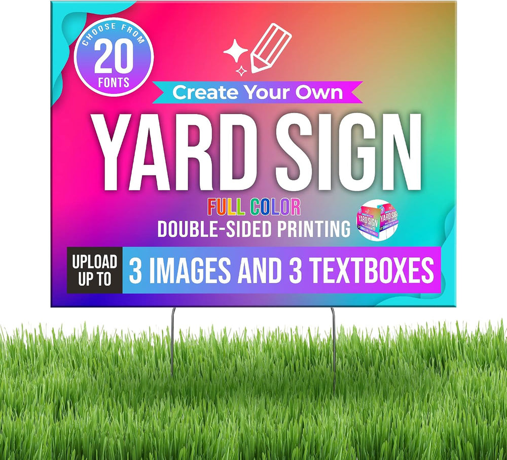 6 Pack 24x18" Double Sided Custom Yard Sign with Metal Stakes, Personali...