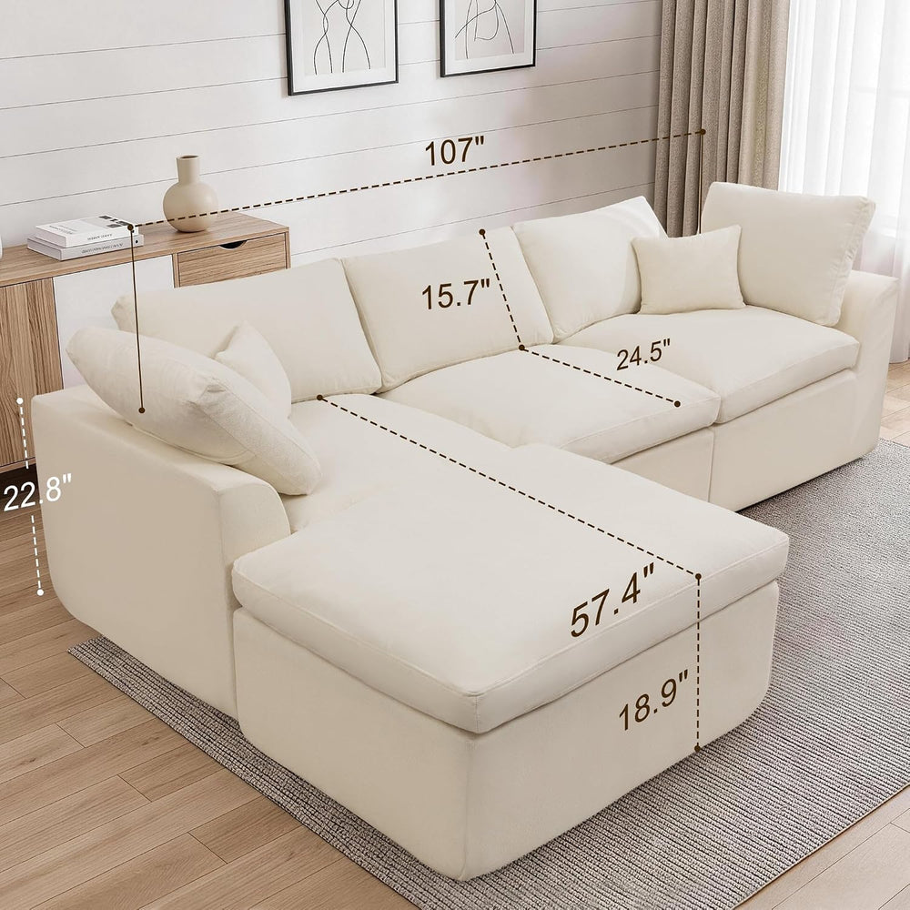 Korser 110" Cloud Sectional Couches for Living Room, Modern Modular Sect...