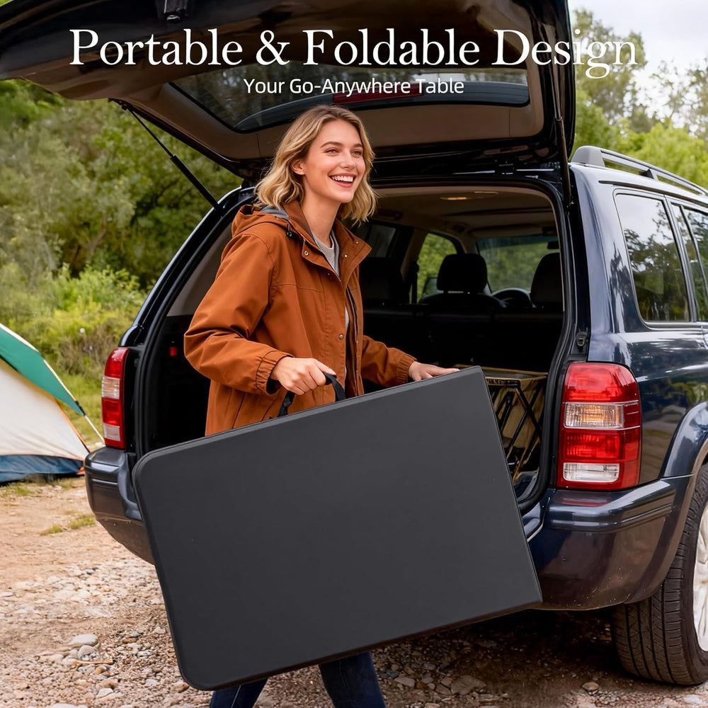 6FT Folding Table with Carrying Handle: Upgrade Thickened Heavy Duty Portable...