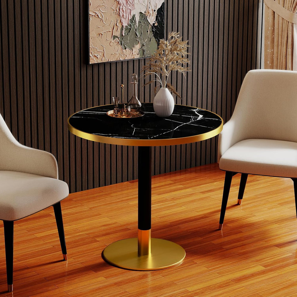 31.5" Round Tulip Table with 1.2" Thick Nero Marquina Sintered Ston...