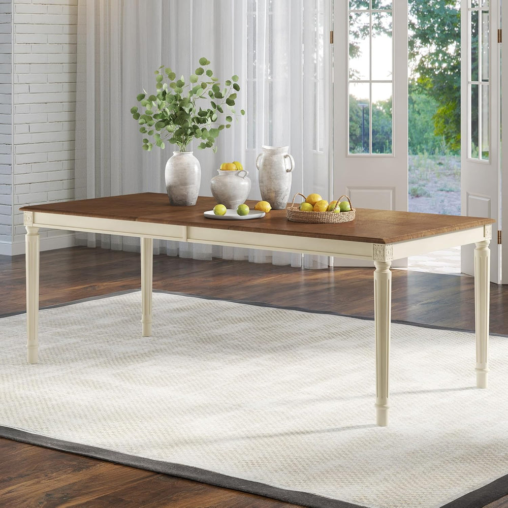 AMERLIFE 79 Inch Farmhouse Dining Table for 6 to 8, Large Rectangular Solid W...
