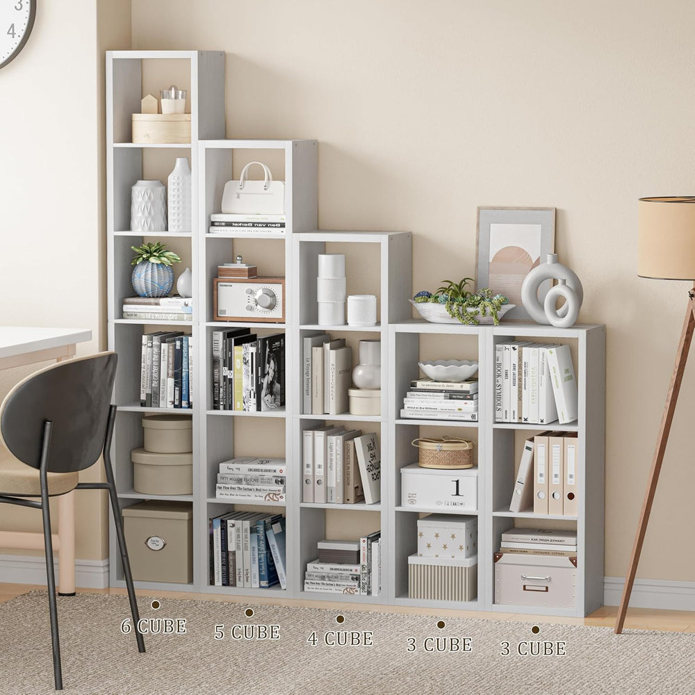 Tall Cube Storage Organizer Bookcase, 6 Tier 11 inch Open Back Cubical Shelf ...