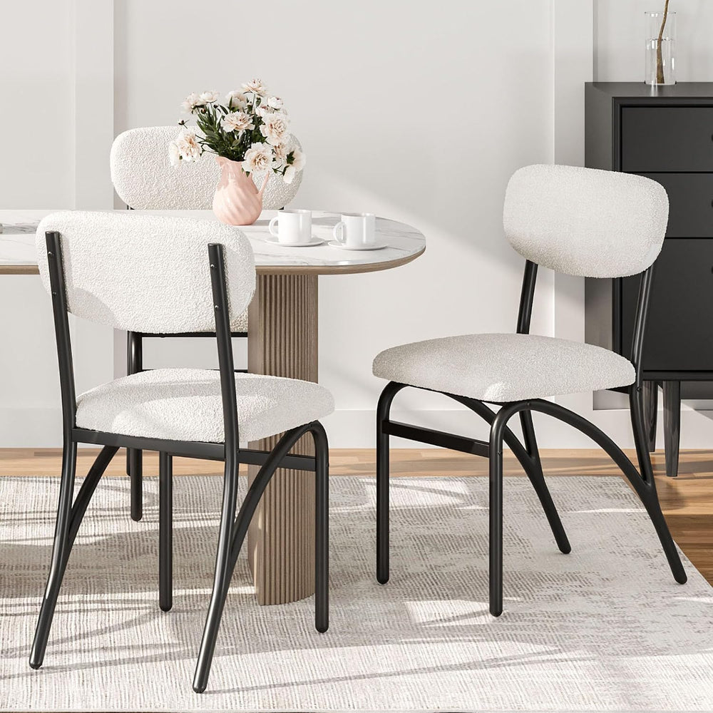 GarveeHome Beige Dining Chairs Set of 4, Boucle Upholstered Kitchen Chair, Mo...