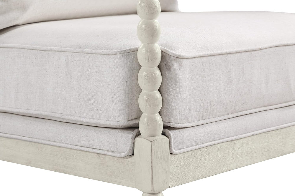 OSP Home Furnishings Kaylee Spindle Accent Chair with Antique White Wood Fram...