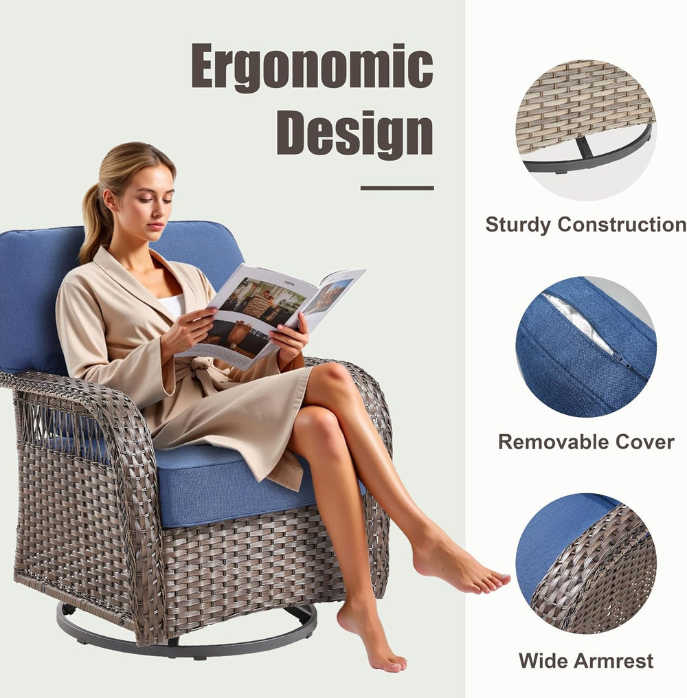 Wicker Swivel Rocker Patio Chairs, Patio Wicker Chairs Swivel Rocker Set of 2...