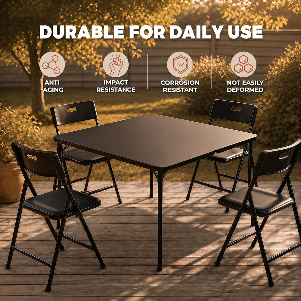 5-Piece Folding Card Table and Chairs Set, 34" Square Table with 330lbs ...