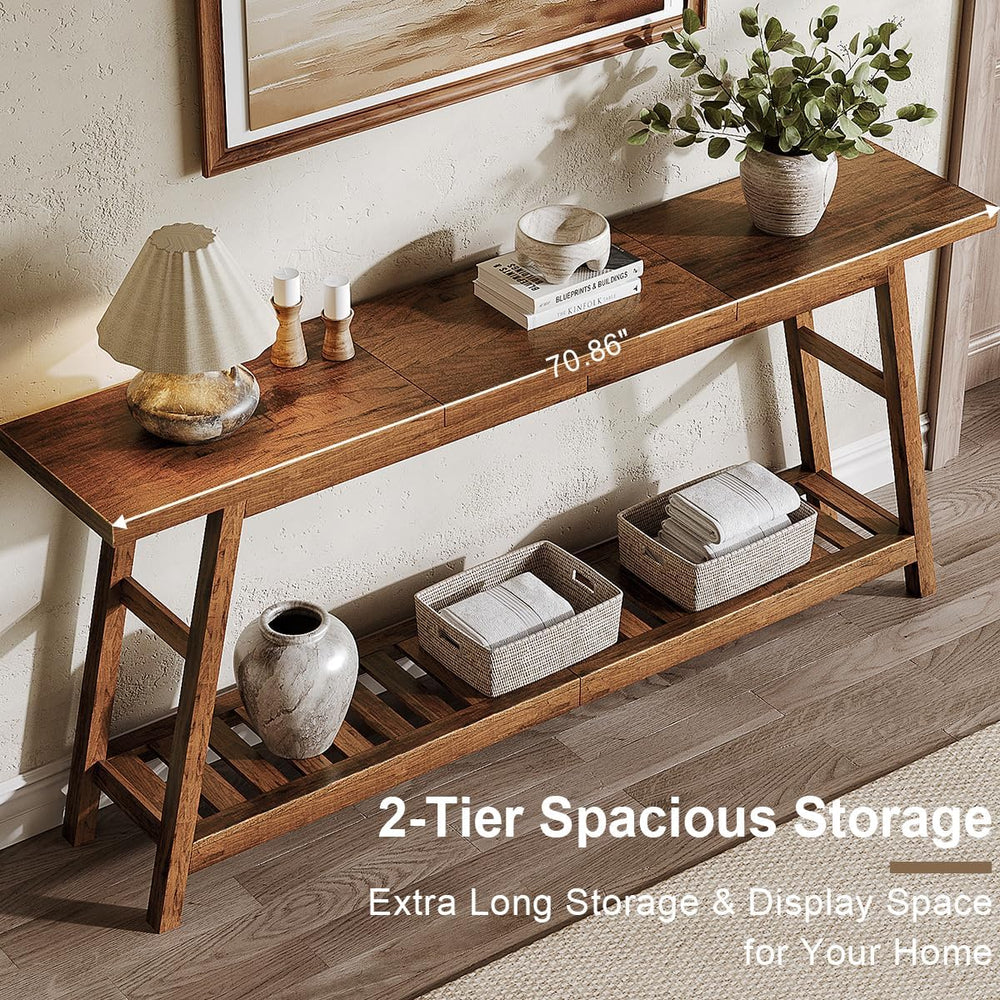 ChooChoo 70.9 Inch Long Console Tables for Entryway, Hallway Table, 2-Tier | ...