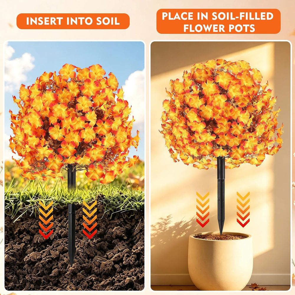 LFF 2 Pack Fall Artificial Petunias Flower Topiary Balls with Ground Stake