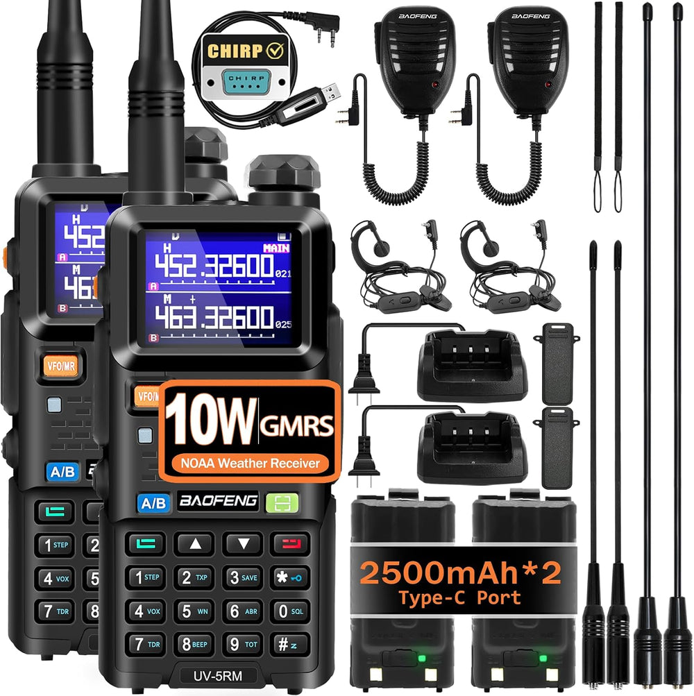BAOFENG UV-5RM 10W Handheld Ham Radio Long-Range Portable 2 Way Radio 2Pack