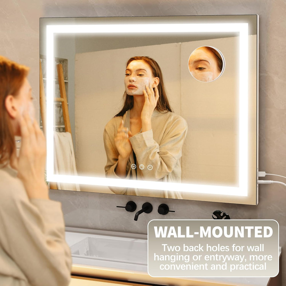 FENNIO 23" x 18" Vanity Mirror with Lights,LED Makeup Mirror,Hollyw...