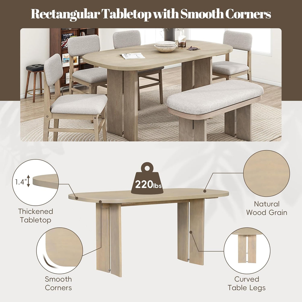 Harper & Bright Designs Dining Table and Chairs Set, 6-Piece Solid Wood D...