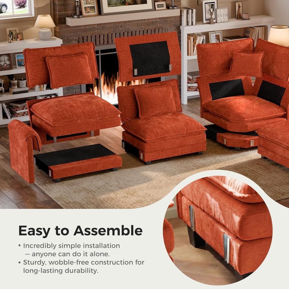 ELUCHANG 114" Oversized Modular Sectional Sofa, Comfy Chenille Cloud Cou...