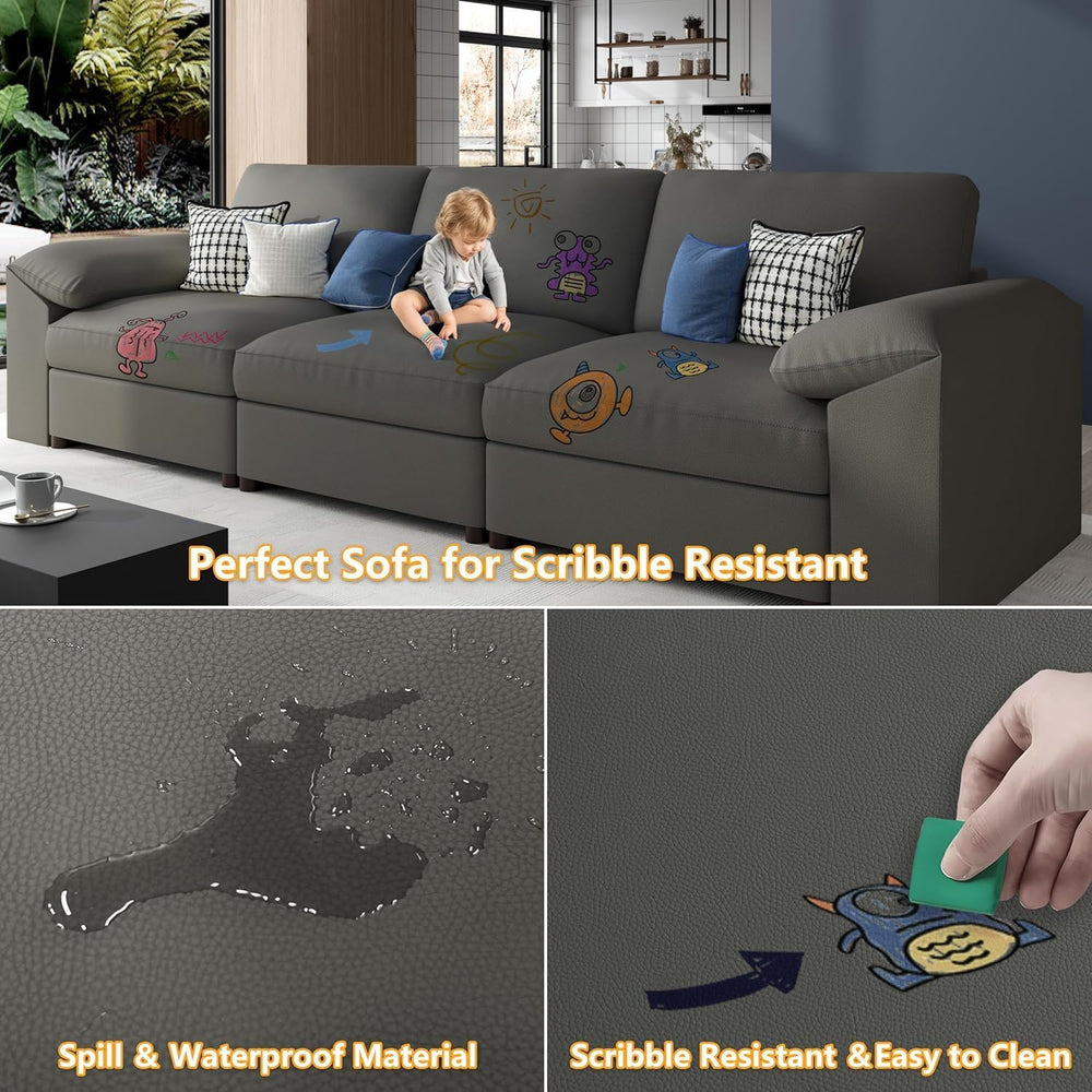 EASE MOOSE Modular Sectional Couch, U Shaped Couch for Living Room, Grey | Pe...