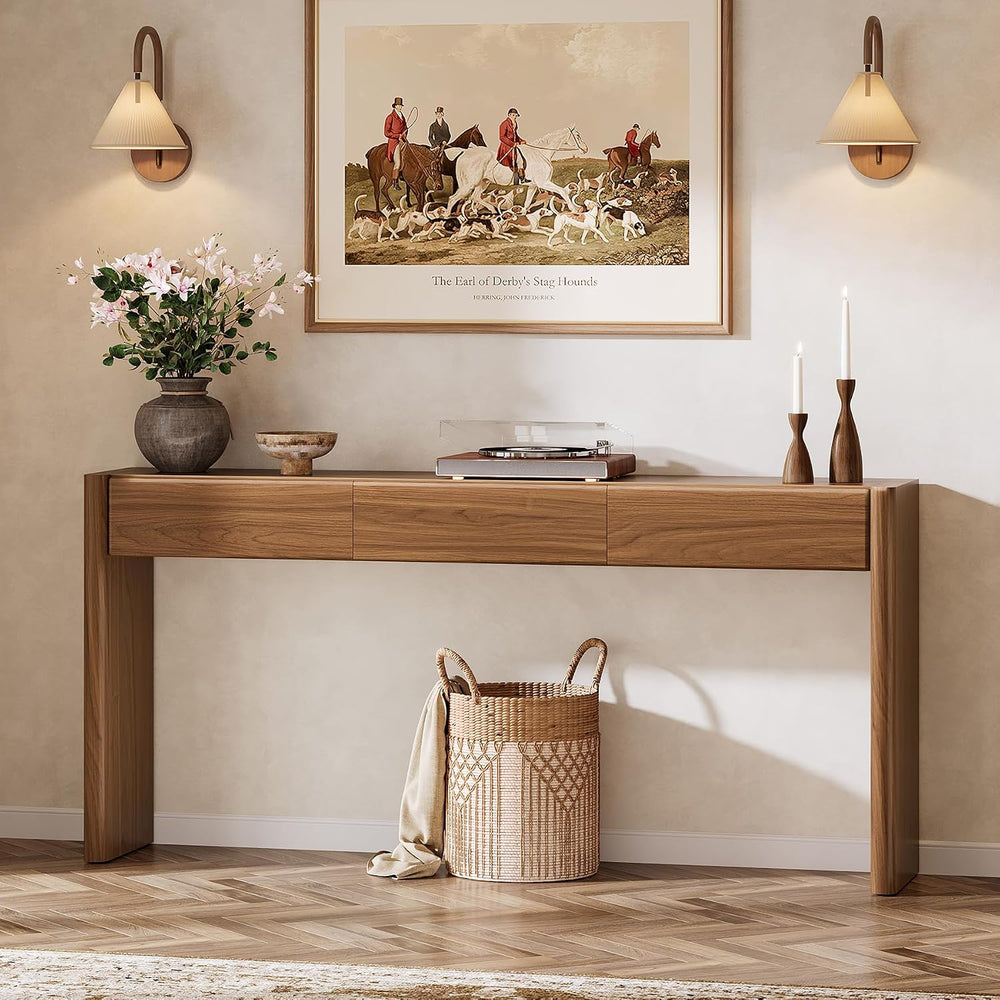 Tribesigns Console Table with 3 Drawers, 70.9" Wooden Entryway Table Beh...