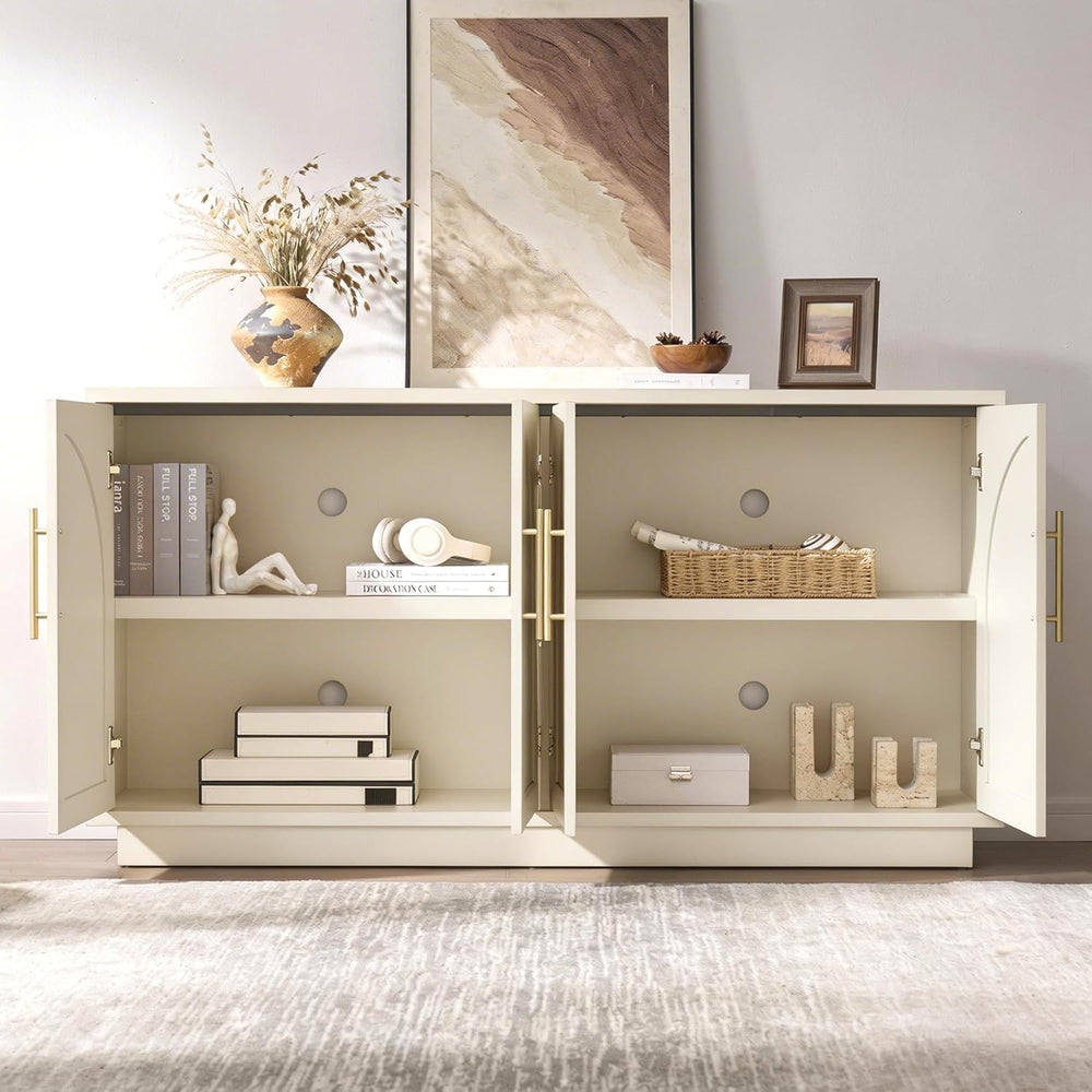 Fatmok Buffet Cabinet with Storage, 59'' Modern Arched Sideboard Cabi...