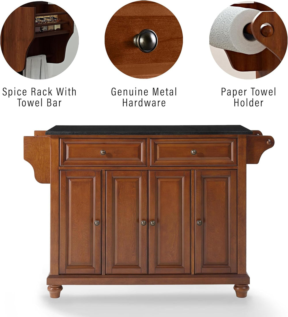 Crosley Furniture Cambridge Granite Top Rolling Kitchen Island Storage Cart, ...