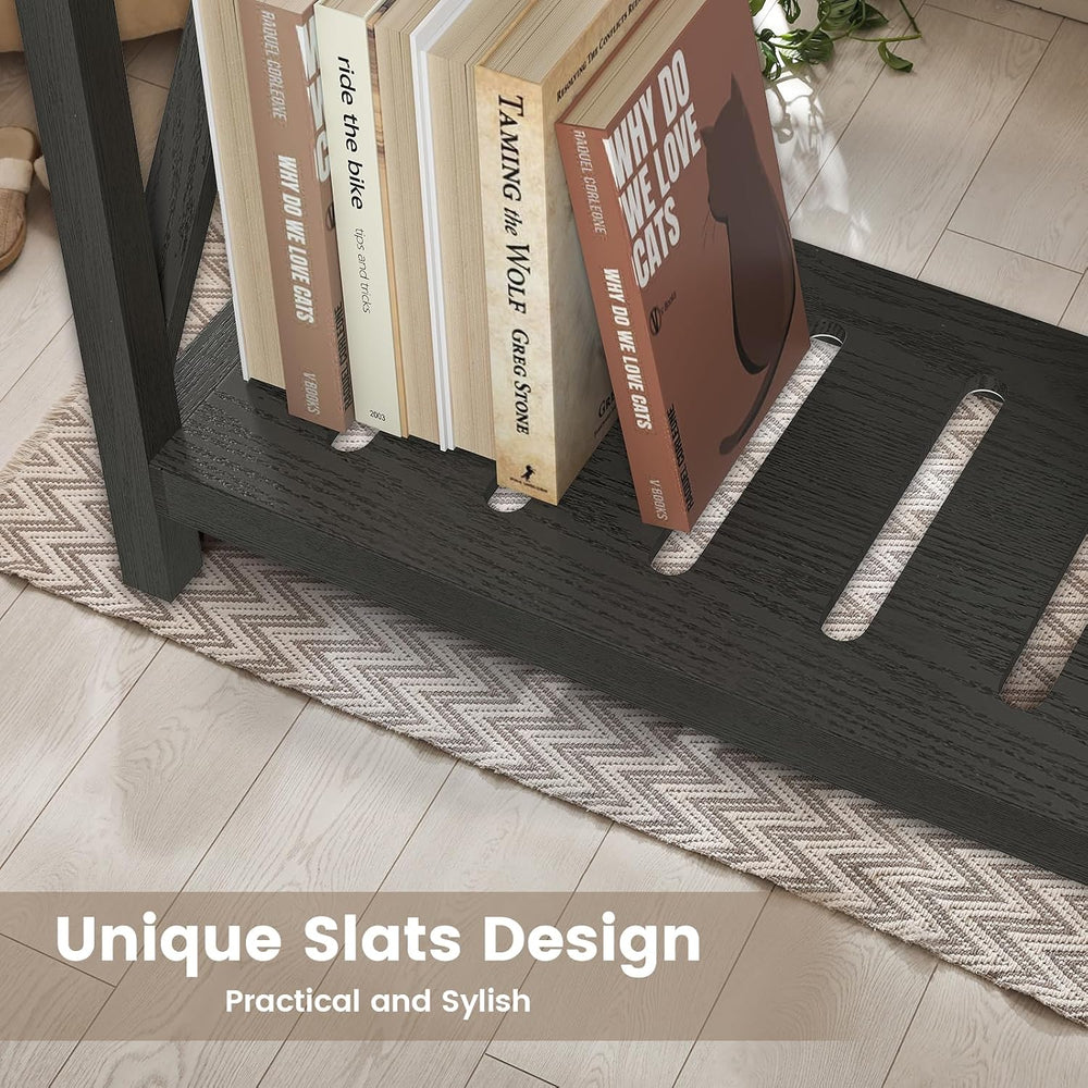 Hadulcet Farmhouse Side Table with Charging Station - Narrow Bedside Table fo...