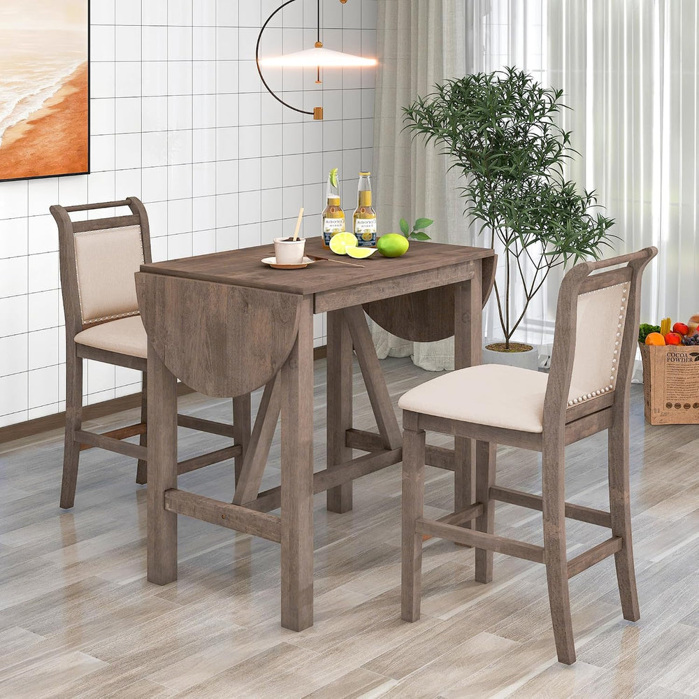 Harper & Bright Designs 3 Piece Counter Height Kitchen Dining Set with Dr...