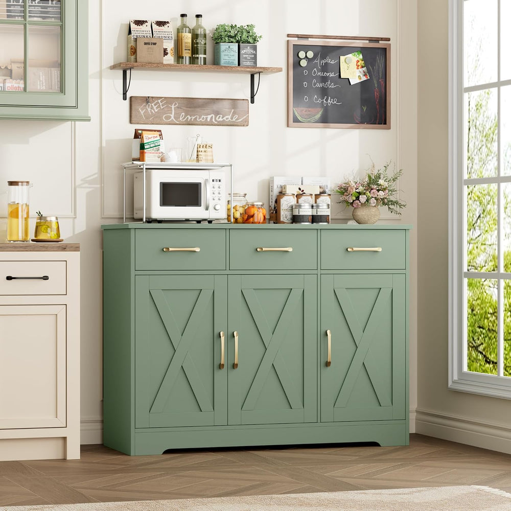 HOSTACK Modern Farmhouse Buffet Sideboard Cabinet, Barn Doors Storage Cabinet...