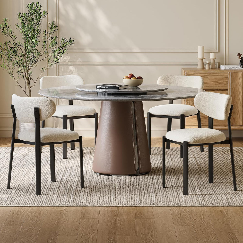 Dining Chairs Set of 4, Modern Upholstered Fabric Kitchen Chairs | Textured F...