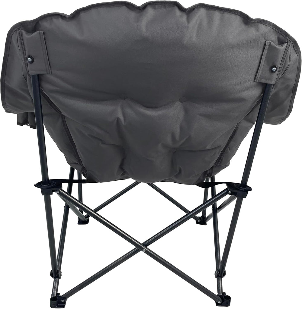 Black Sierra Plush XL Padded Camping Chair for Adults, Oversized Heavy Duty F...
