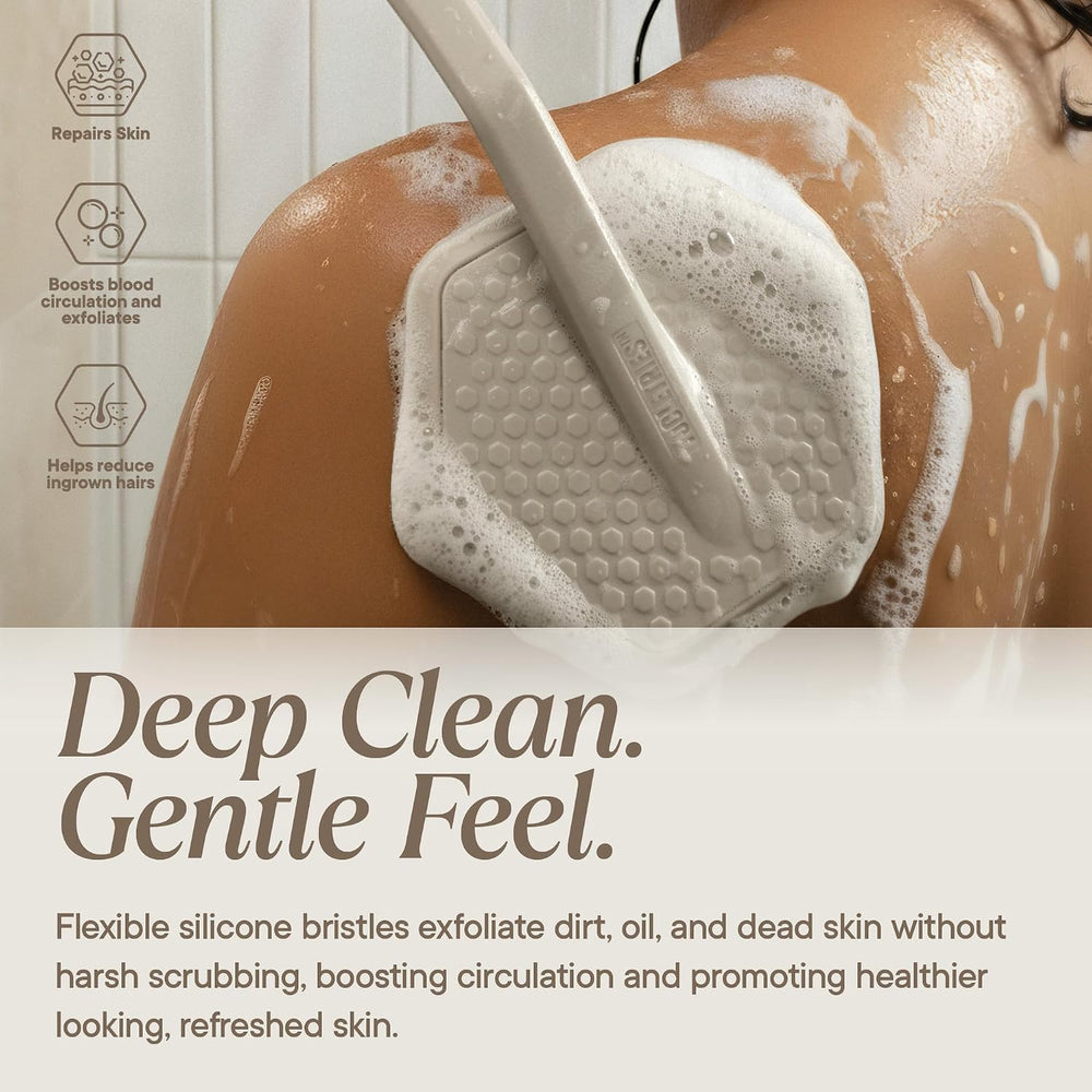 TOOLETRIES Silicone Back Scrubber for Shower, Body Brush - Sand