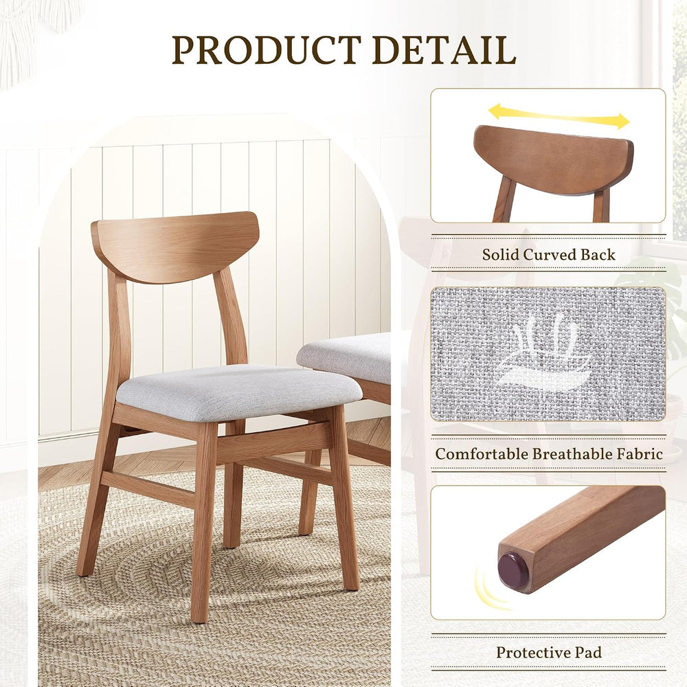 P PURLOVE Modern 3 Piece Table Set, Triangular Table and 2 Curved Wood Chairs...