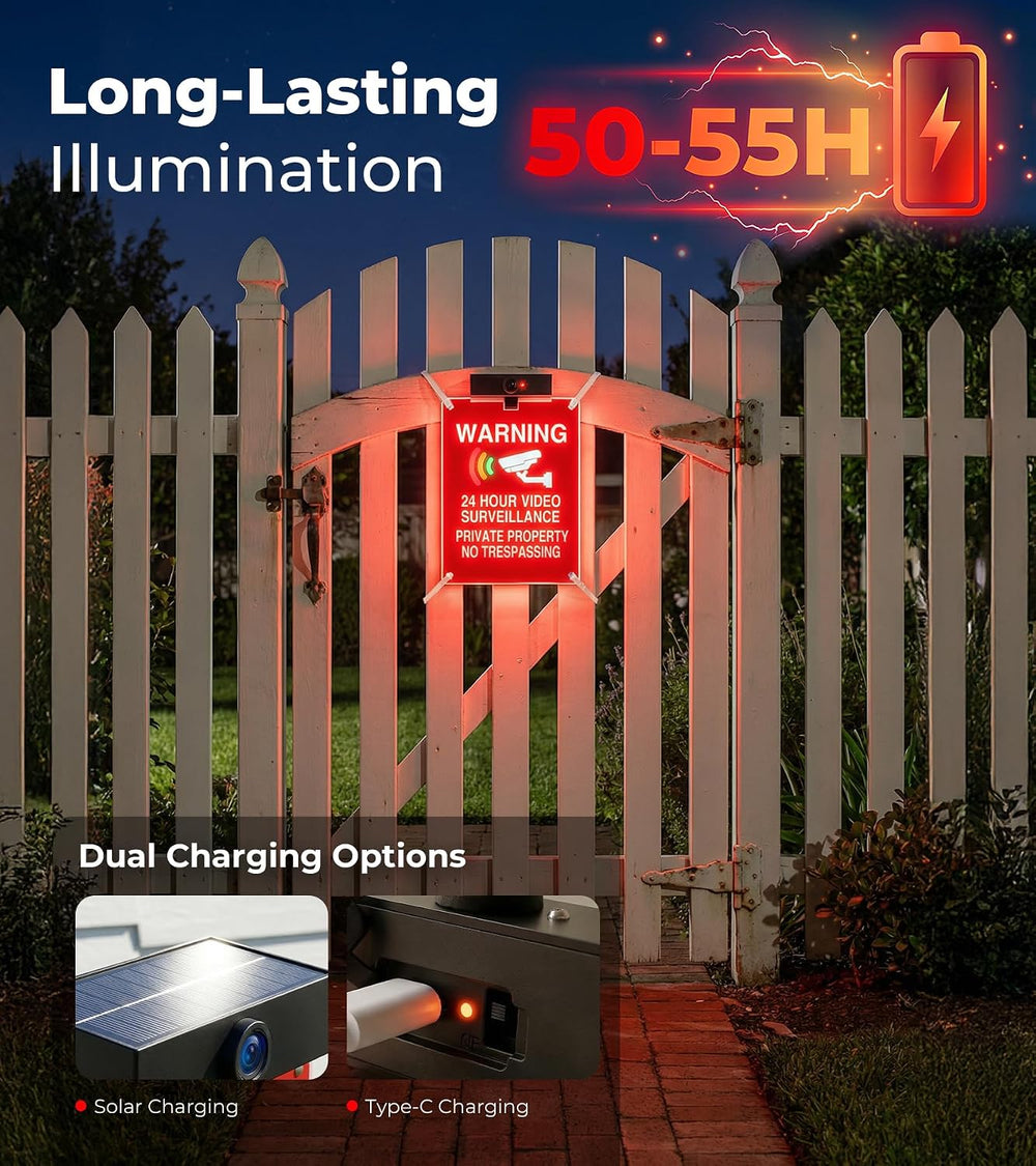 2 Pack Solar No Trespassing Signs Private Property, Solar Powered Yard Signs ...