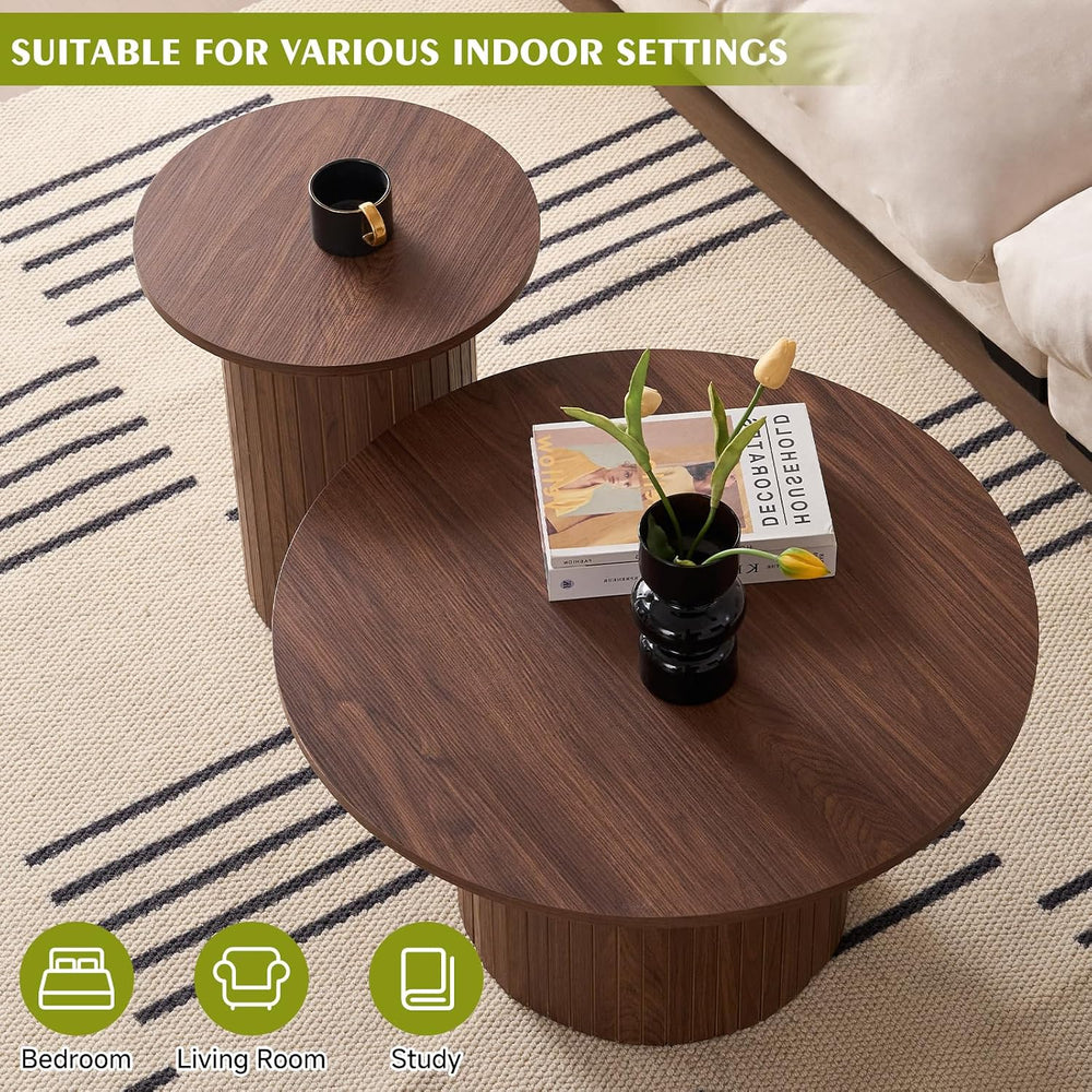 Round Nesting Coffee Table Set of 2 for Small Spaces | Modern style, suitable...