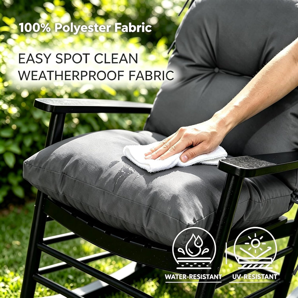 QILLOWAY Tufted Outdoor Chair Cushion Set of 4, Waterproof 43x20x4 Inch Non S...