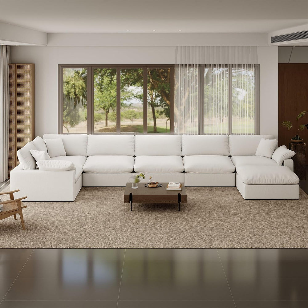 Cloud Modular Sectional Sofa,Oversize Down Filled Sofa 6 Seat with Chaise,Min...
