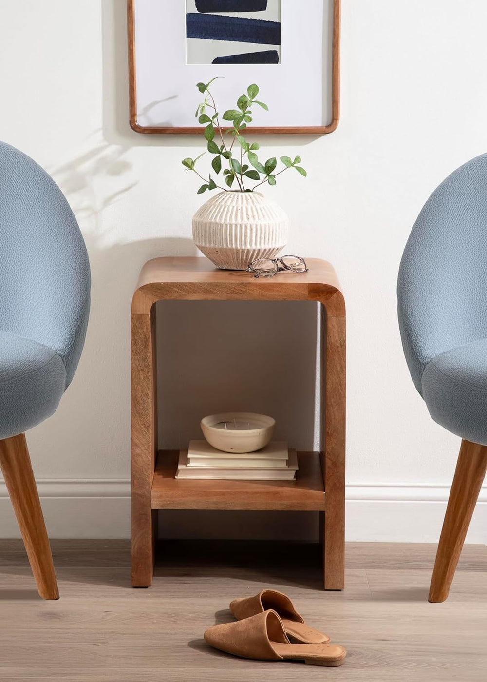 Kate and Laurel Reddy Modern Arched Wood Side Table, 16 x 12 x 24, Warm Natur...