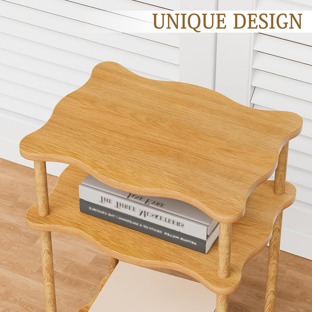 THUMEYE 3-Tier Side Table, 15.7”x11.8”x23” Space-Saving End Table with Solid ...
