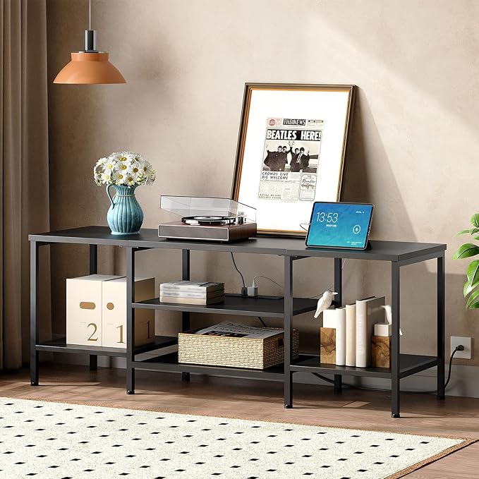 HOOBRO TV Stand with Power Outlets to 65 Inches, TV Console Table with Open S...