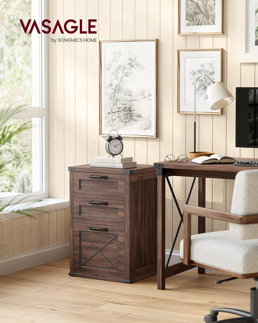 VASAGLE File Cabinet with 3 Drawers, Printer Stand, Fit A4 Letter Size | Hang...