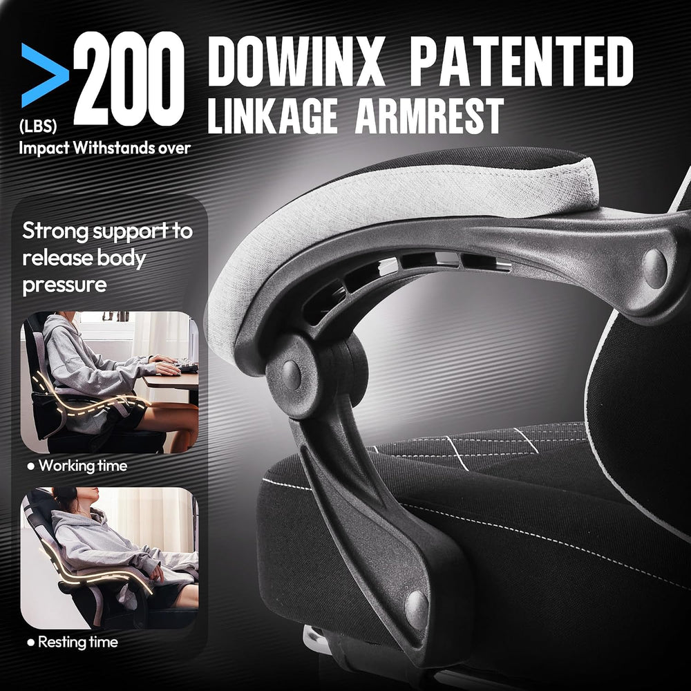 Dowinx Fabric Gaming Chair, Ergonomic Computer Chair with Footrest and Pocket...