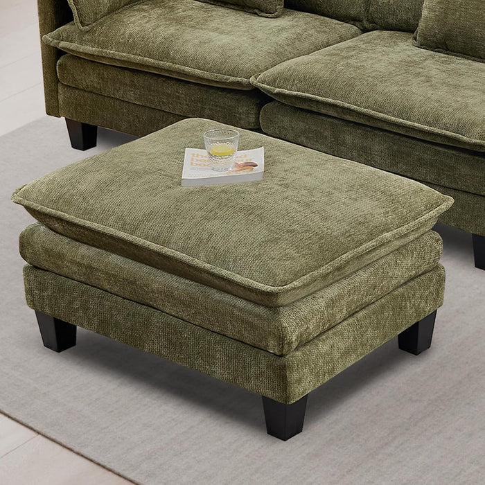 Opiesit Ottoman for Sectional Cloud Couch, Chenille Ottoman for Deep Seat Modular Sofa for Apartment, Living Room and Bedroom, Green