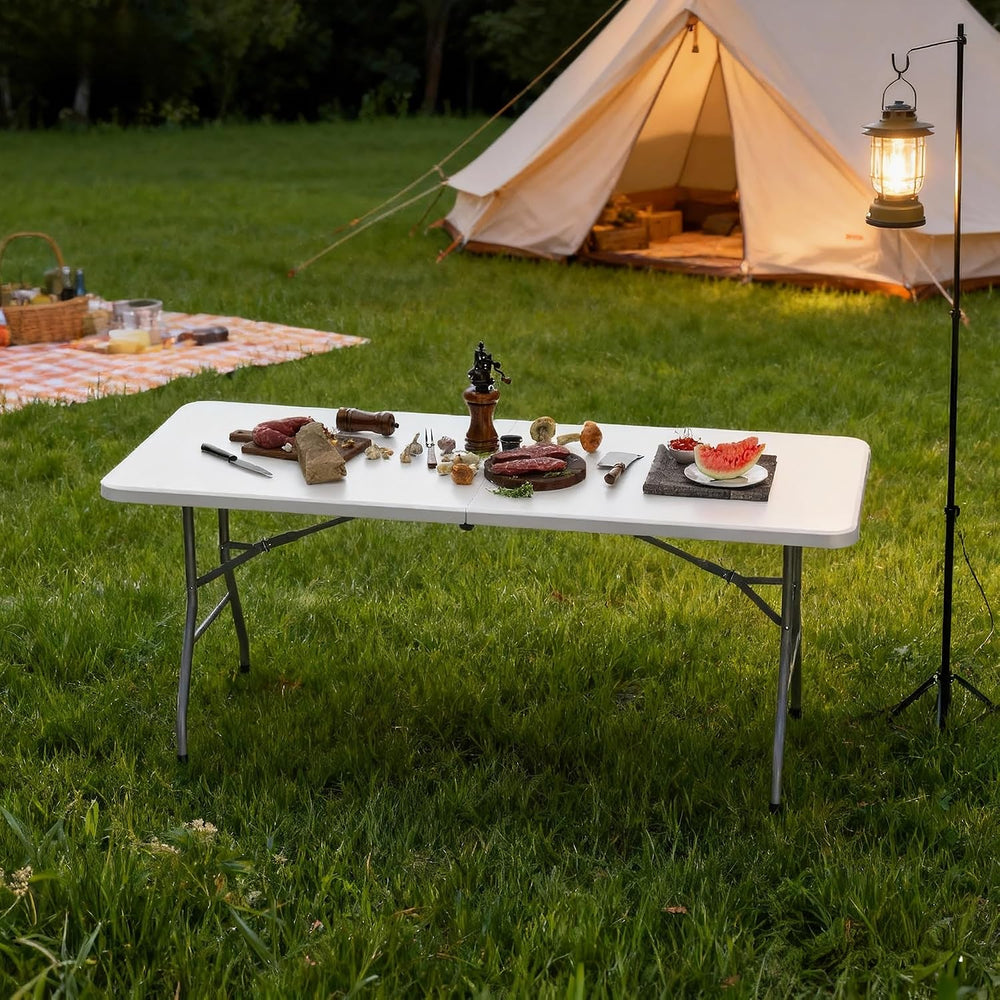 6ft Folding Table, Plastic Portable Table for Outdoor & Indoor, Heavy Dut...
